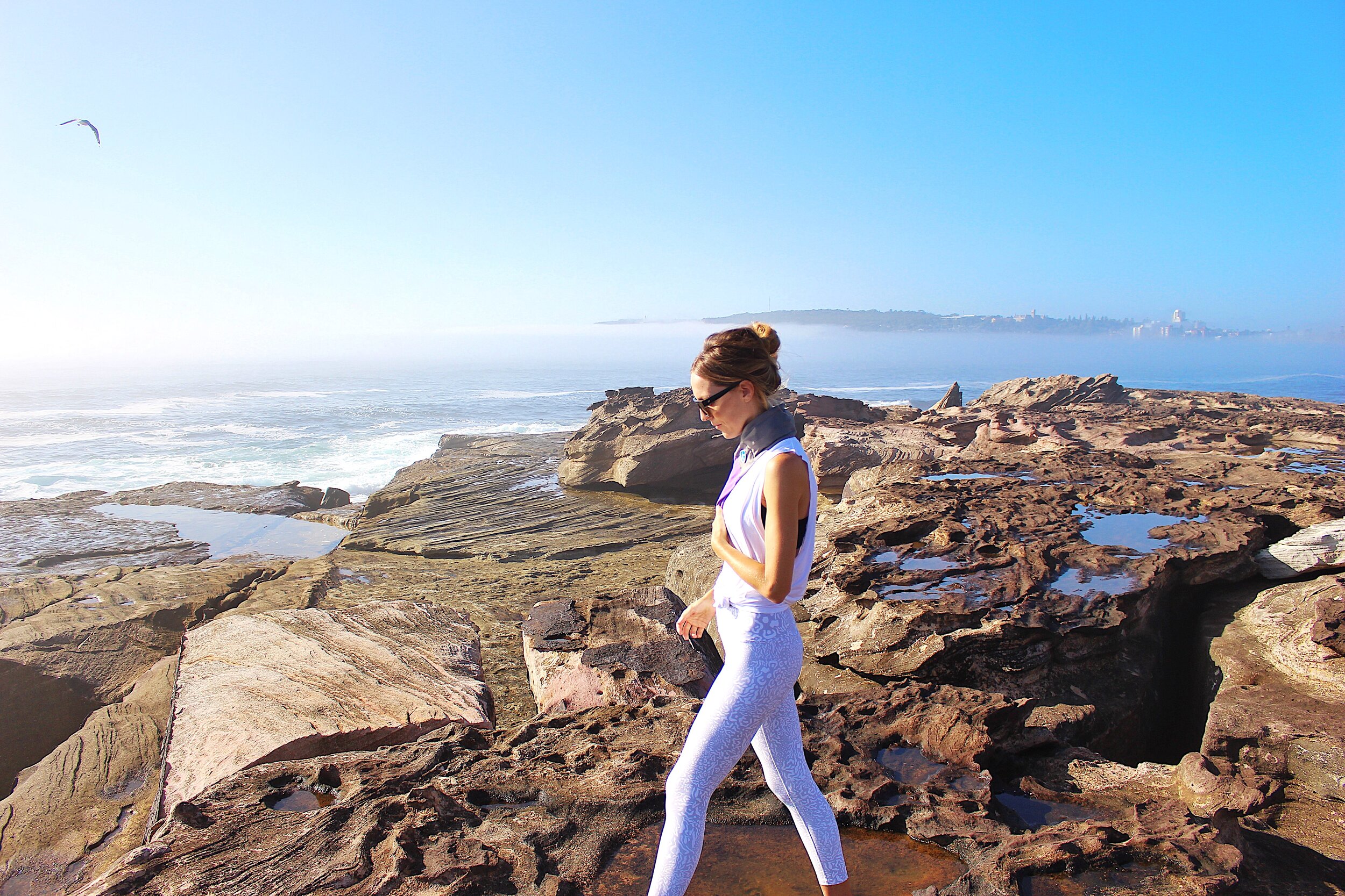 Walking on Curl Curl rocks, Sydney, Aus.
