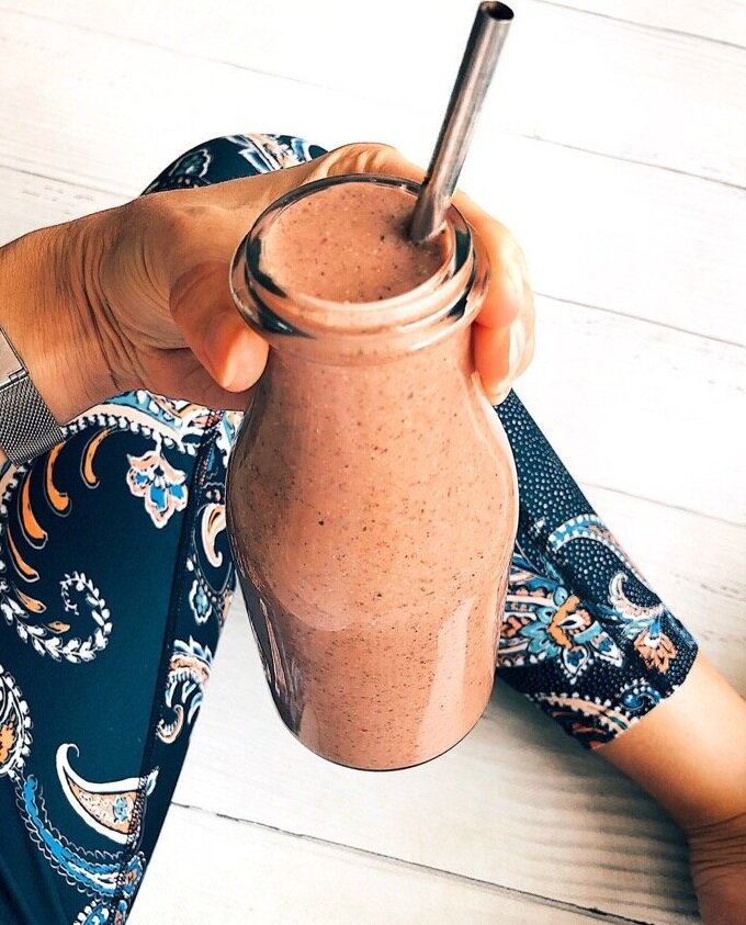 Strawberry, banana, cacao smoothie